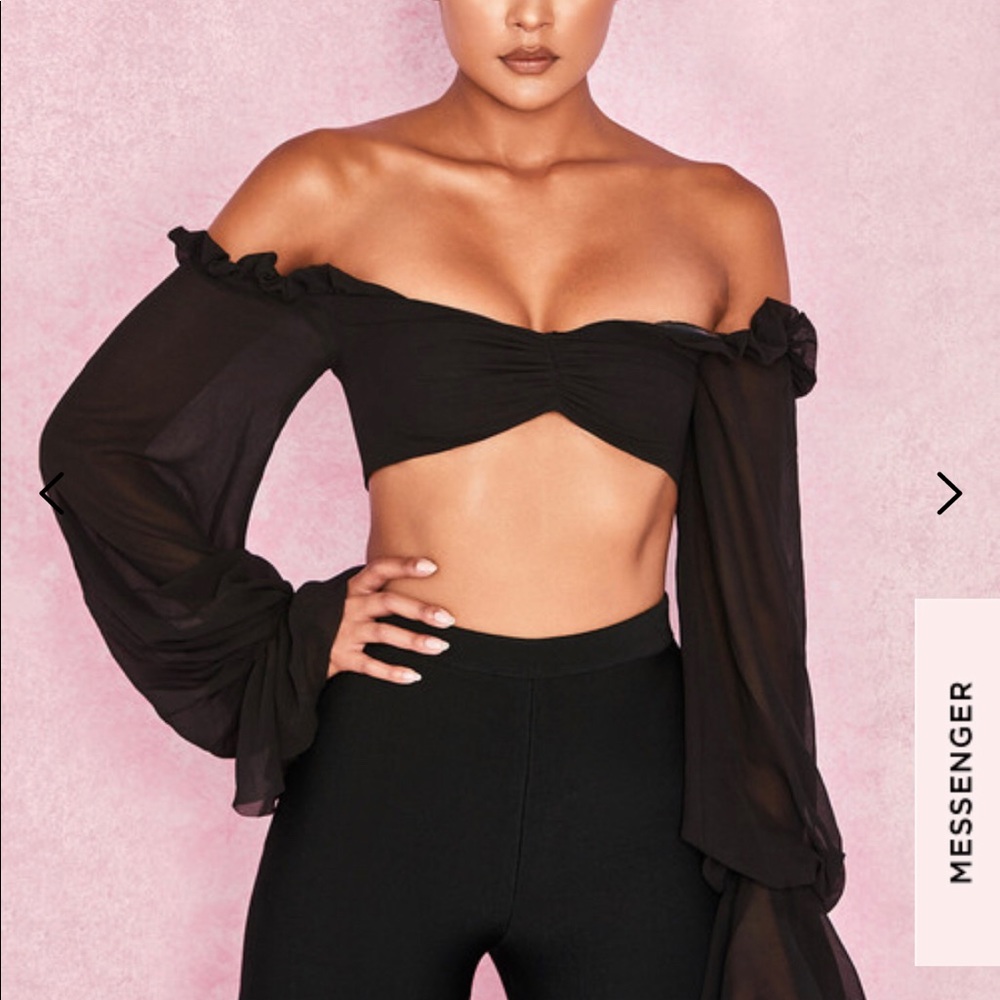 GIULIANA
BLACK CHIFFON FRILL TOP